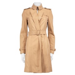 Burberry Beige Leather Belted Trench Coat Size S