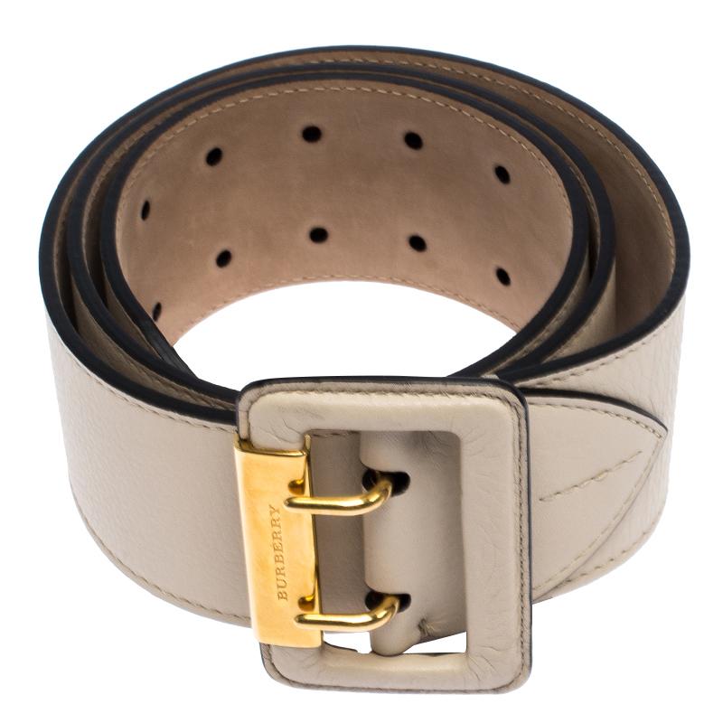 Burberry Beige Leather Ceceil Waist Belt 90CM In New Condition In Dubai, Al Qouz 2