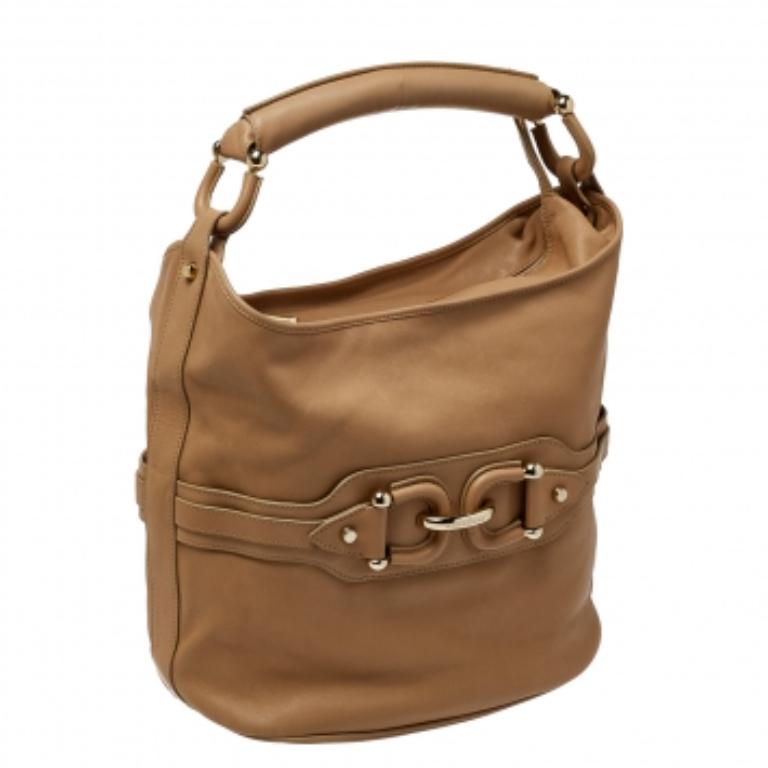 Burberry Beige Leather Horsebit Hobo For Sale 4