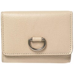 Burberry Beige Leather Leabrook Trifold Wallet
