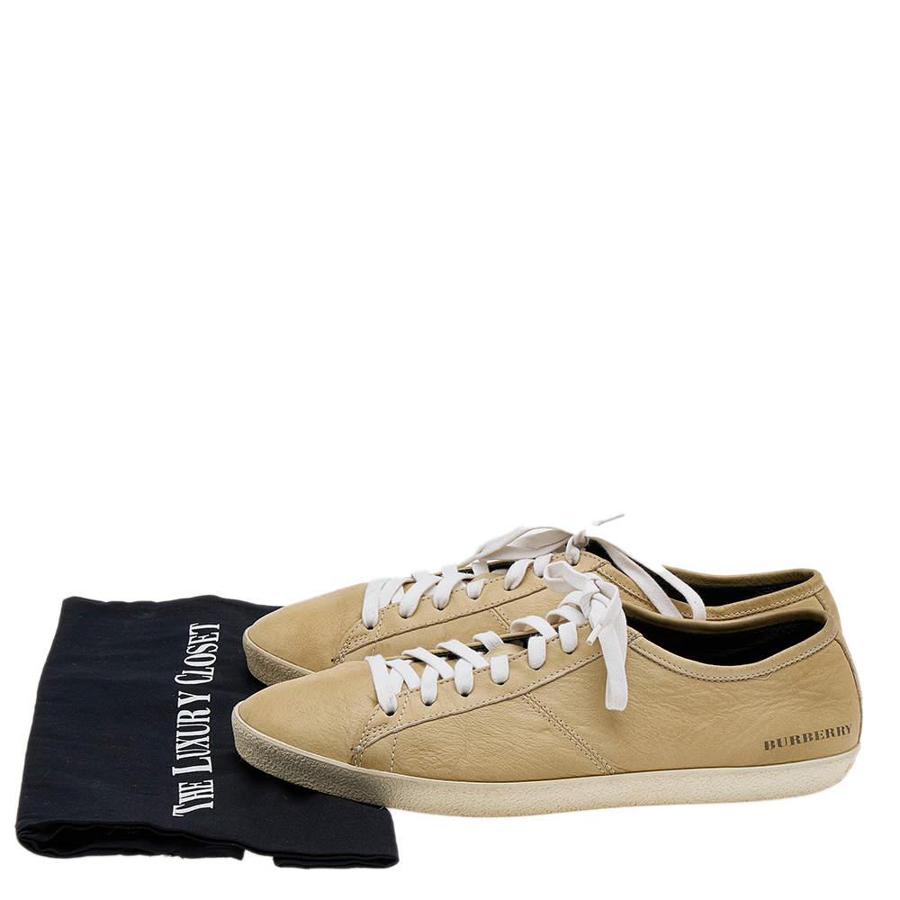 Burberry Beige Leather Low Top Sneakers Size 43 For Sale 5