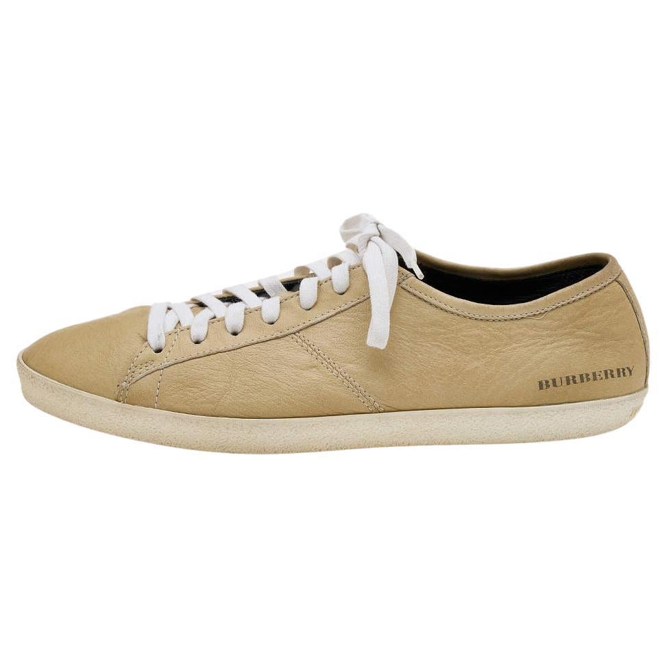Burberry Beige Leather Low Top Sneakers Size 43 For Sale
