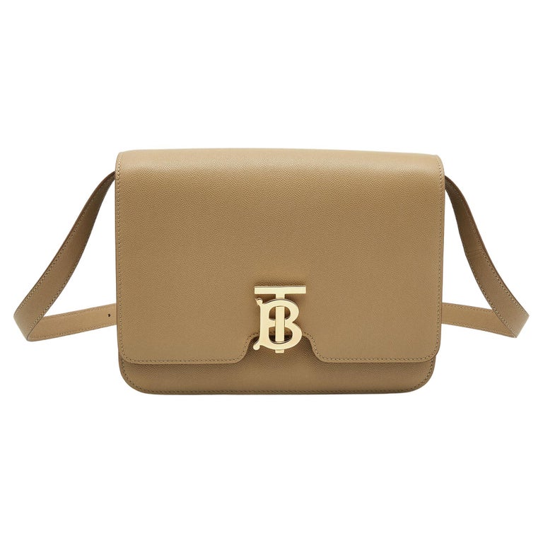 Burberry Beige Leather Medium TB Shoulder Bag For Sale at 1stDibs