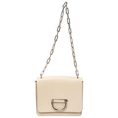 Burberry Beige Leather Small D-Ring Chain Shoulder Bag