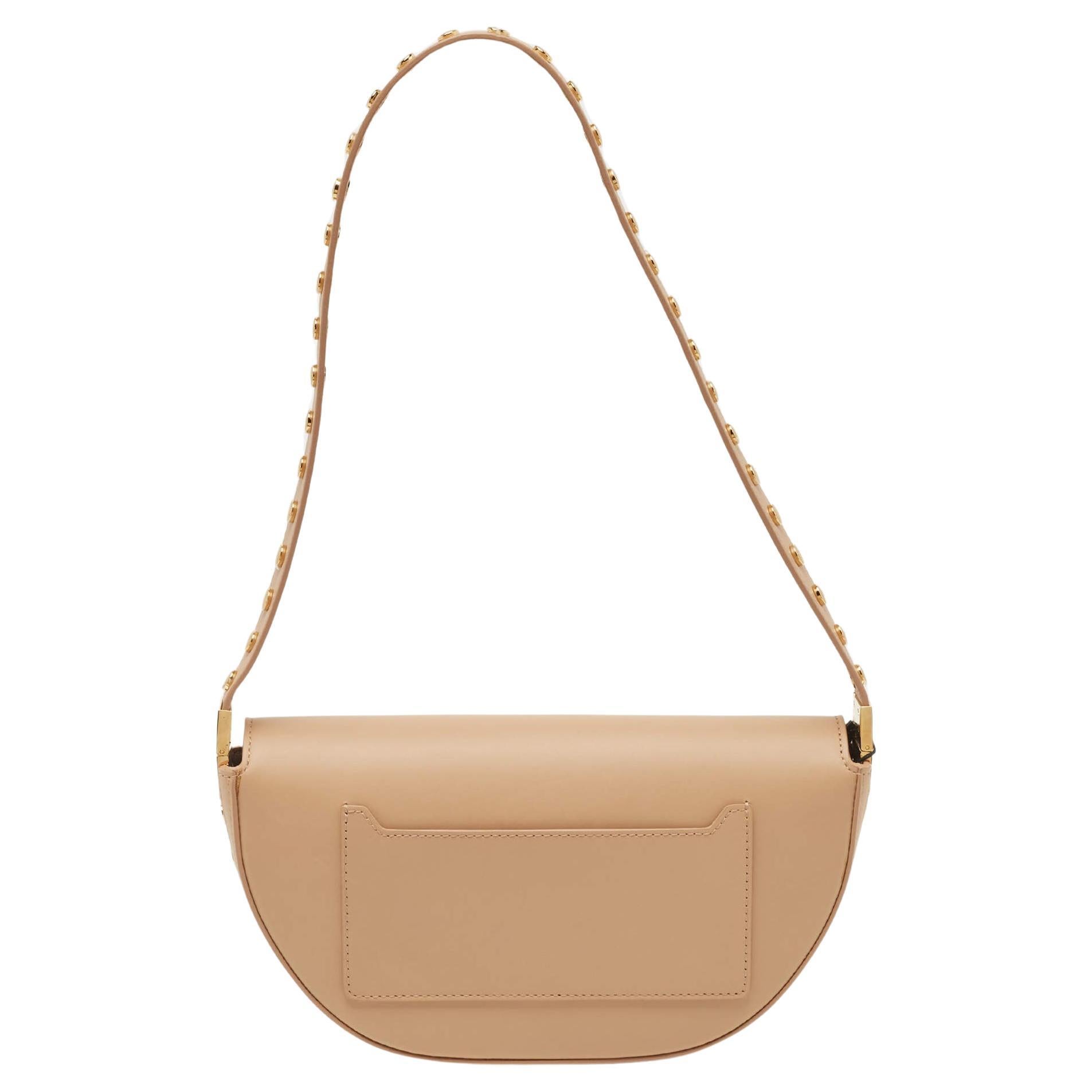 Burberry Beige Leather Small Studded Olympia Shoulder Bag For Sale