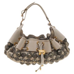 Burberry Beige Leather Studded Mason Warrior Hobo