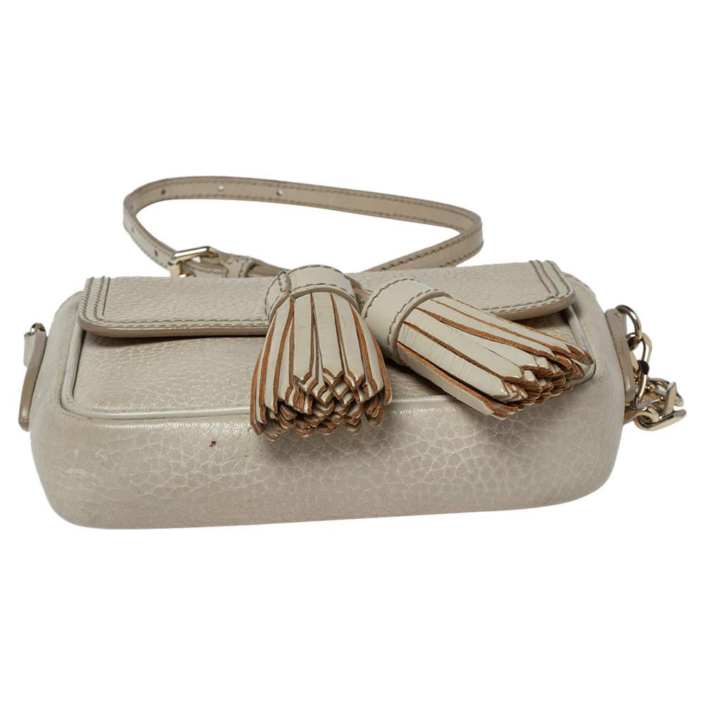 Burberry Beige Leather Tassel Crossbody Bag 5