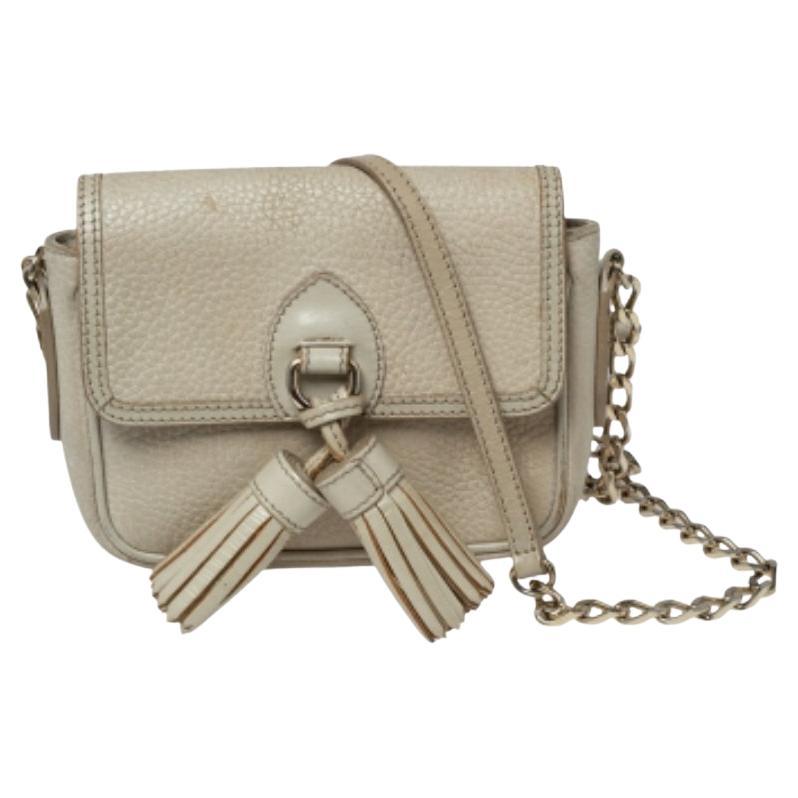 Burberry Beige Leder Crossbody Tasche mit Quaste