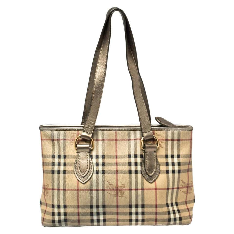 Burberry Beige/Metallic Haymarket Check Coated Canvas and Leather ...