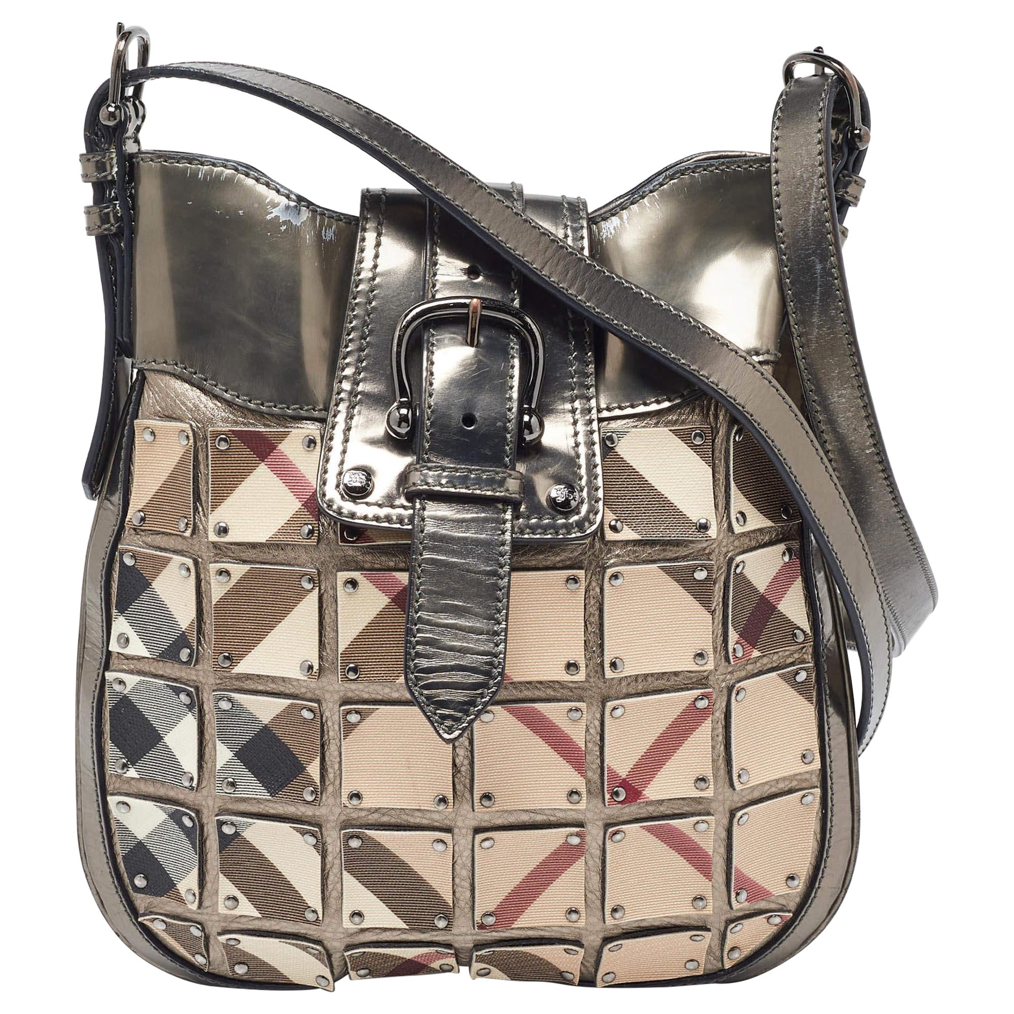 Burberry Beige/Metallic Nova Check PVC and Leather Crossbody Bag
