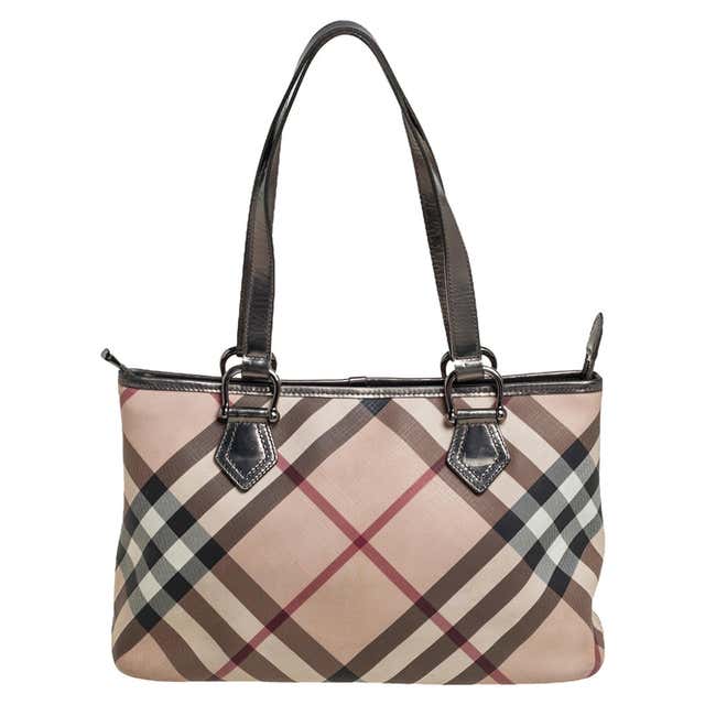 Burberry Maidstone Tote Leather And House Check Canvas Medium at 1stDibs
