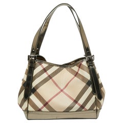 Burberry Beige/Metallic Nova Check PVC and Patent Leather Small Canterbury Tote