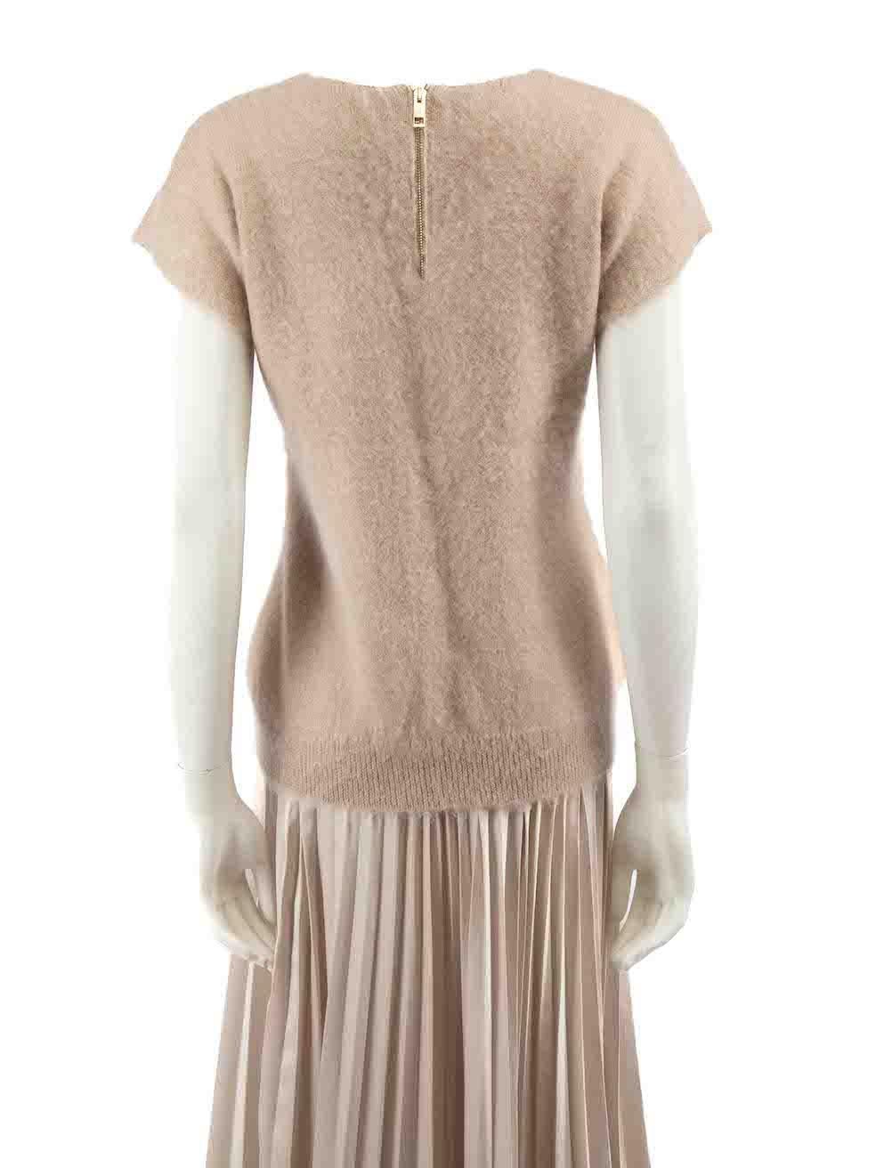Burberry Beige Mohair Knitted Short Sleeve Jumper Size S In Good Condition For Sale In London, GB