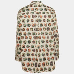 Burberry Beige Monster Mask Print Cotton Ruffle Detail Shirt M