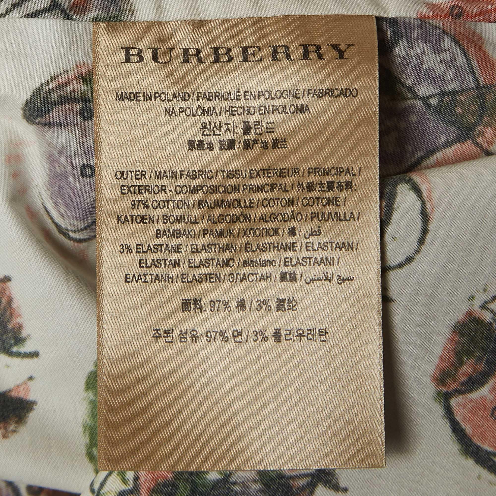 Burberry Beige Monster Mask Print Cotton Ruffle Detail Shirt M For Sale 1
