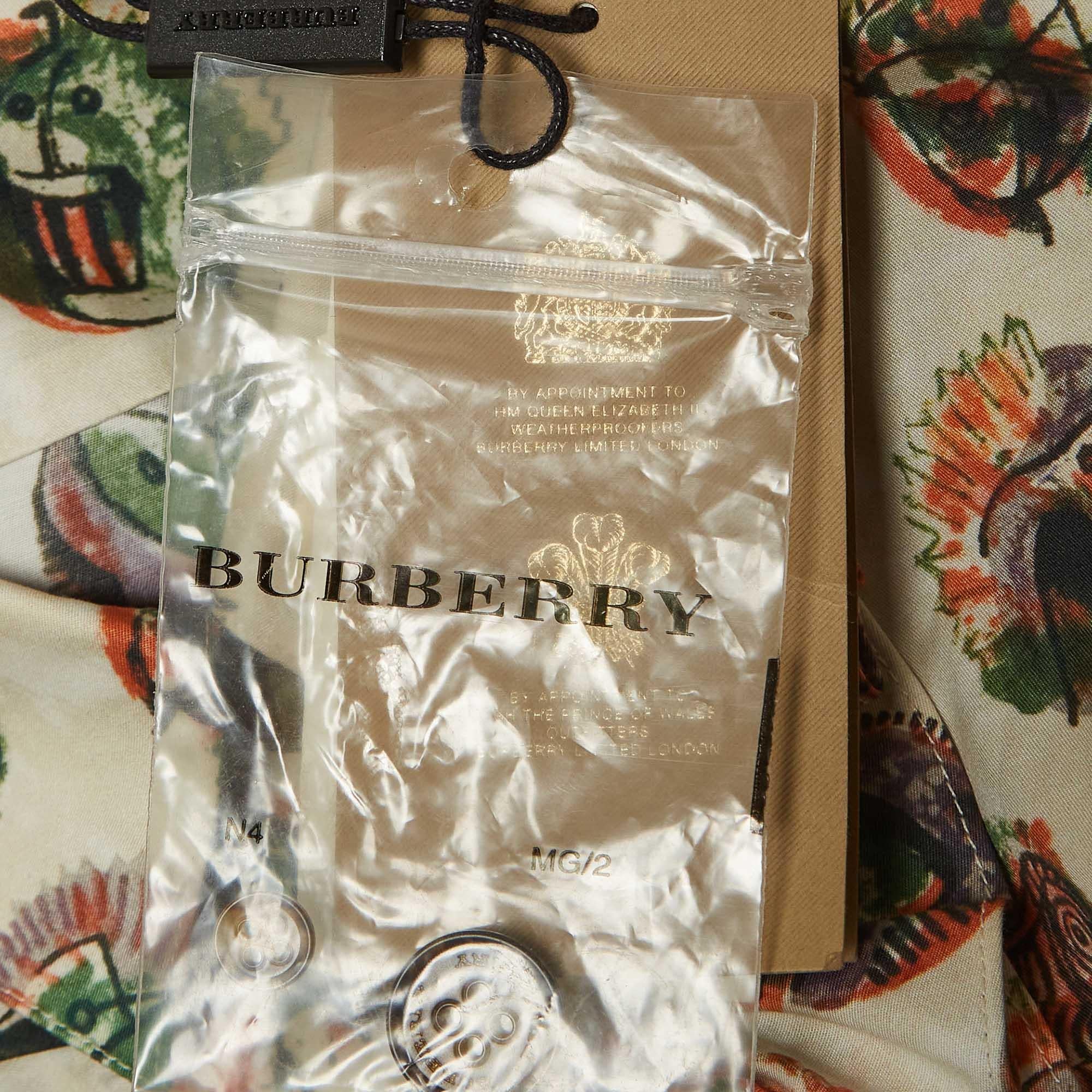 Burberry Beige Monster Mask Print Cotton Ruffle Detail Shirt M For Sale 2