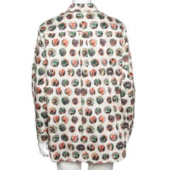 Burberry Beige Monster Mask Print Cotton Ruffle Trimmed Shirt M