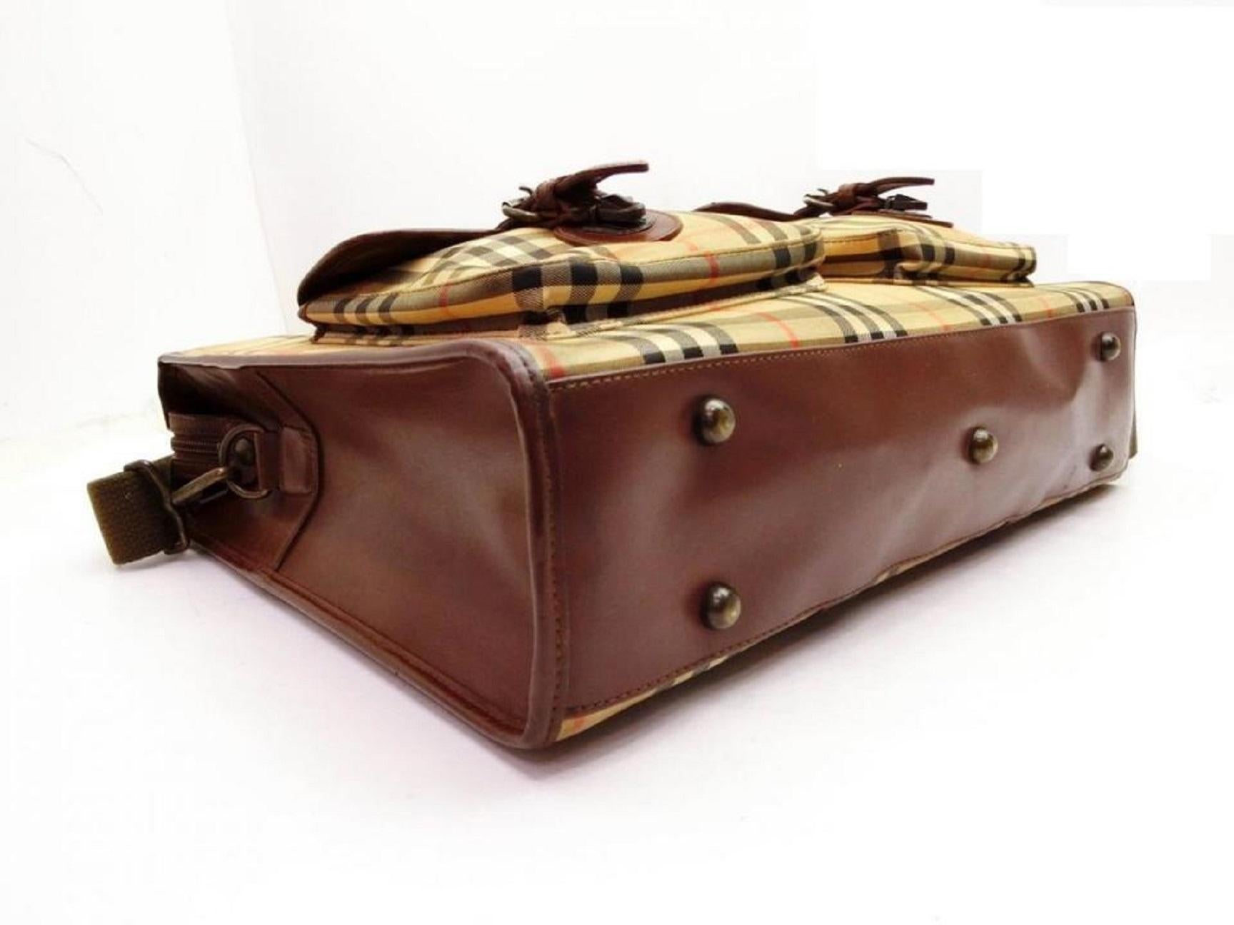 Burberry Beige Nova Check 2way Attache Briefcase Bag with Strap 240167 6
