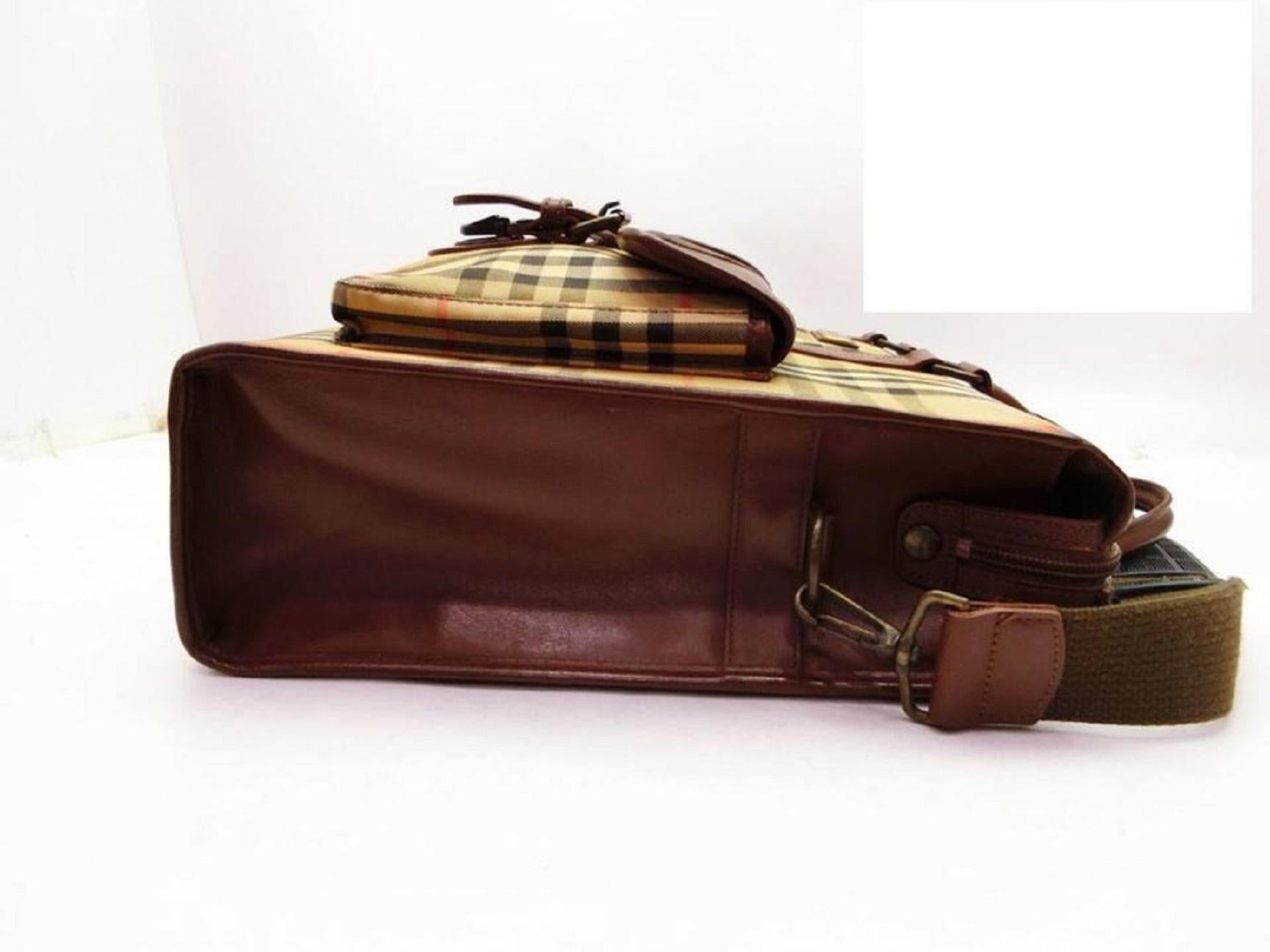 Burberry Beige Nova Check 2way Attache Briefcase Bag with Strap 240167 7