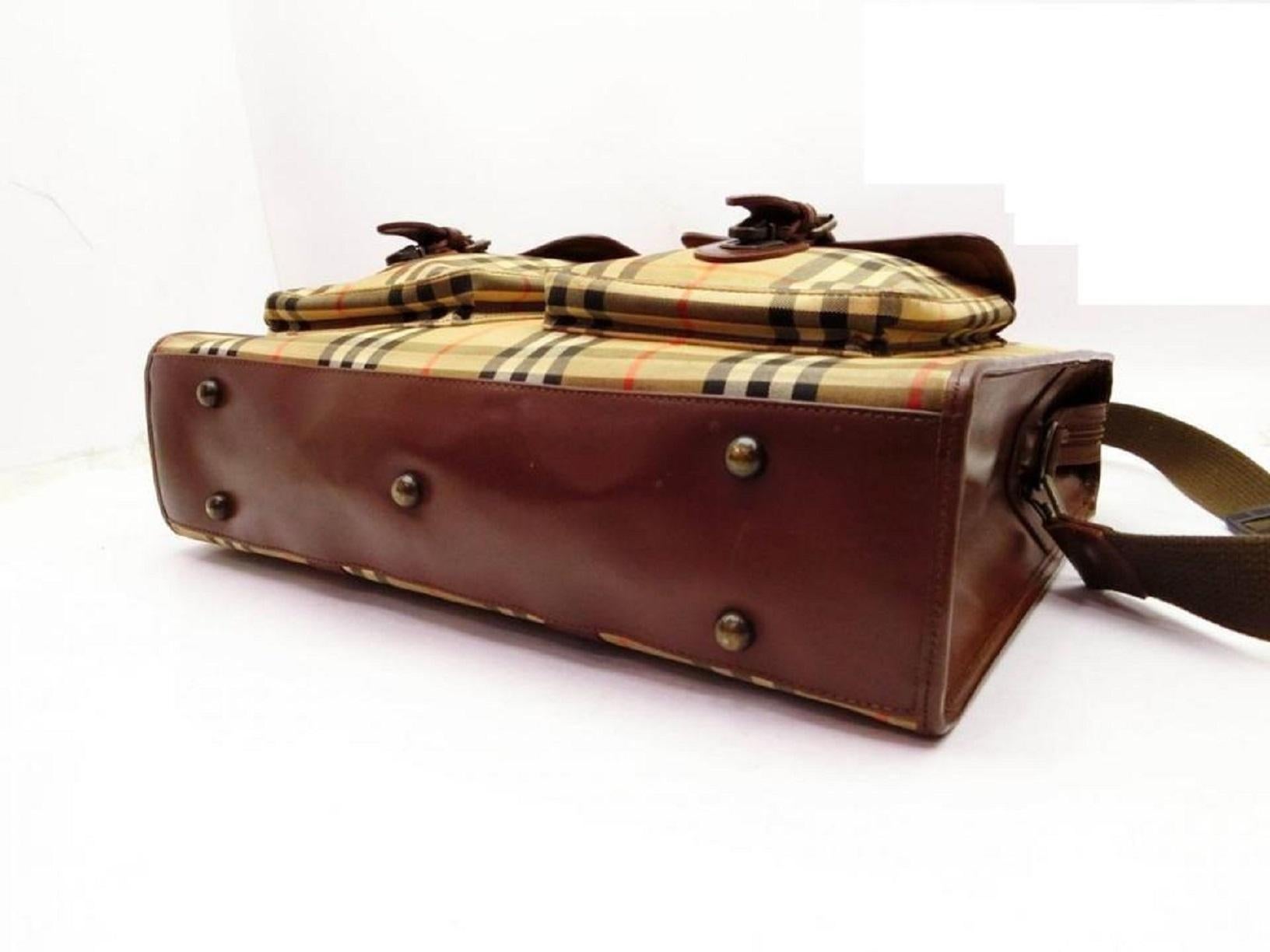 Burberry Beige Nova Check 2way Attache Briefcase Bag with Strap 240167 8