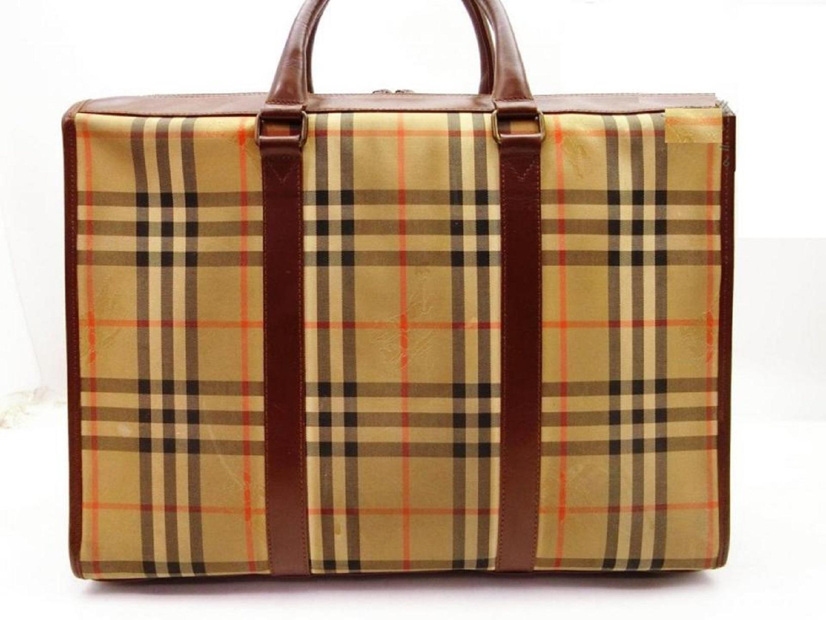 Burberry Beige Nova Check 2way Attache Briefcase Bag with Strap 240167 1