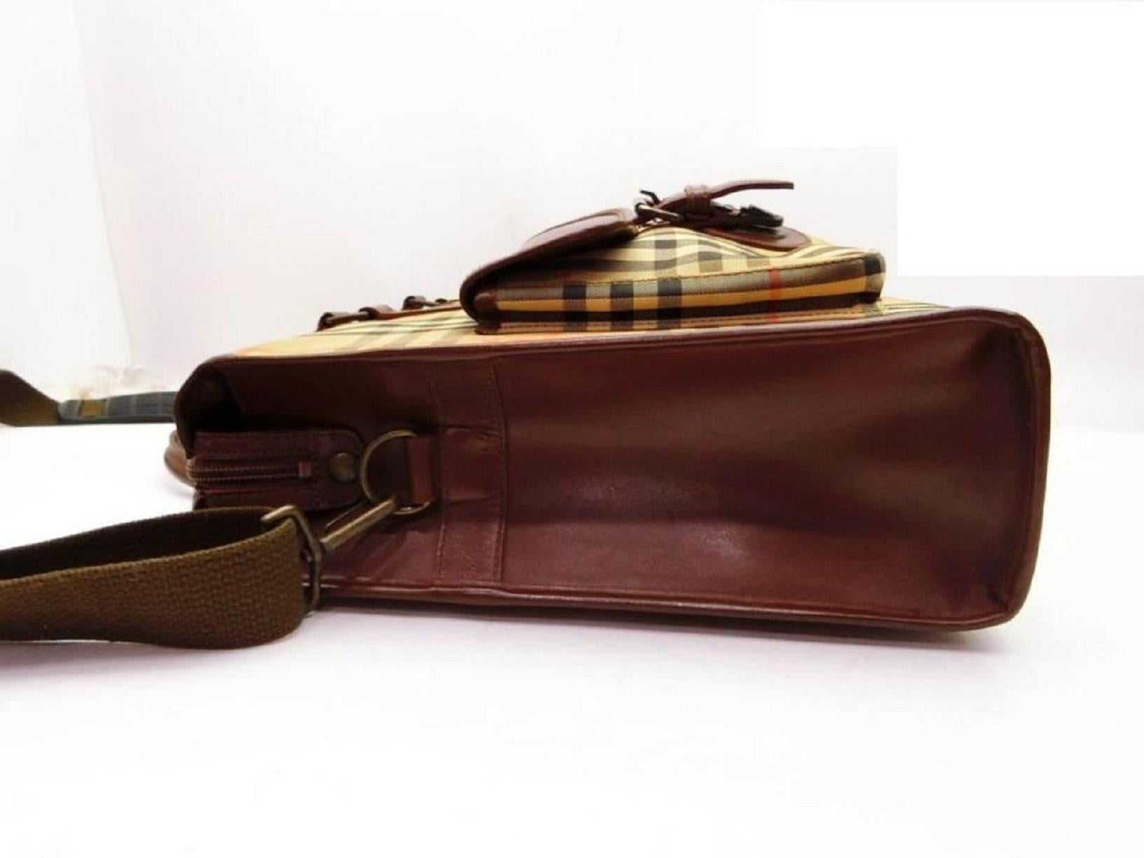 Burberry Beige Nova Check 2way Attache Briefcase Bag with Strap 240167 2