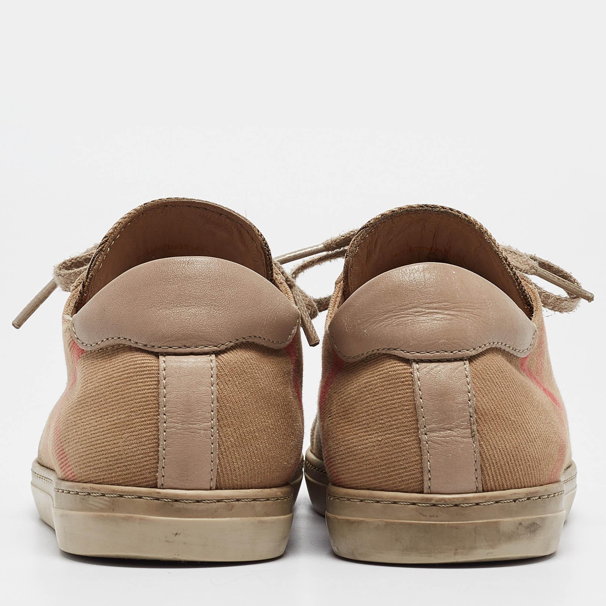 Burberry Beige Nova Check and Leather Low Top Sneakers Size 36 1