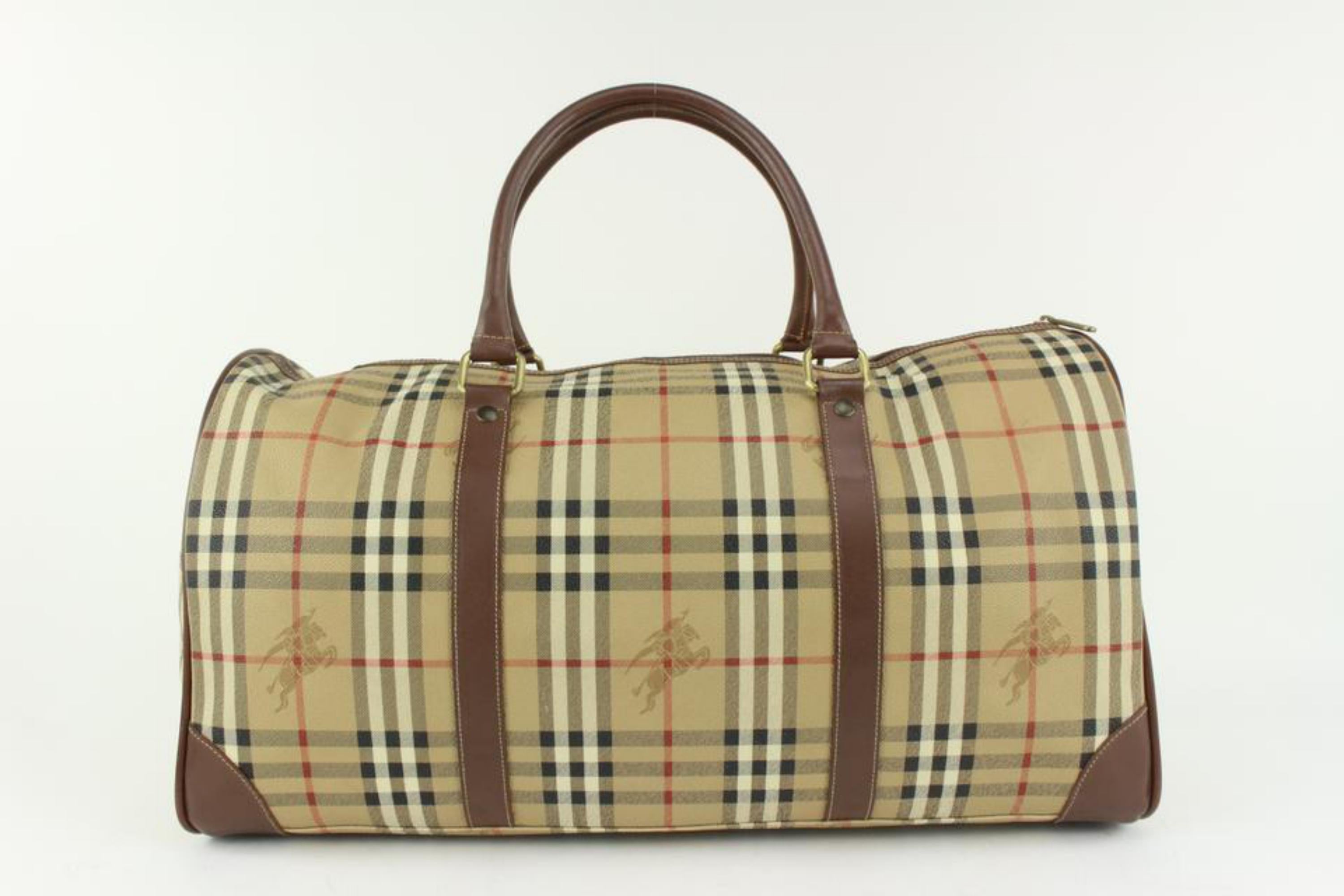 Women's or Men's Burberry Beige Nova Check Boston Duffle Bag 123b24