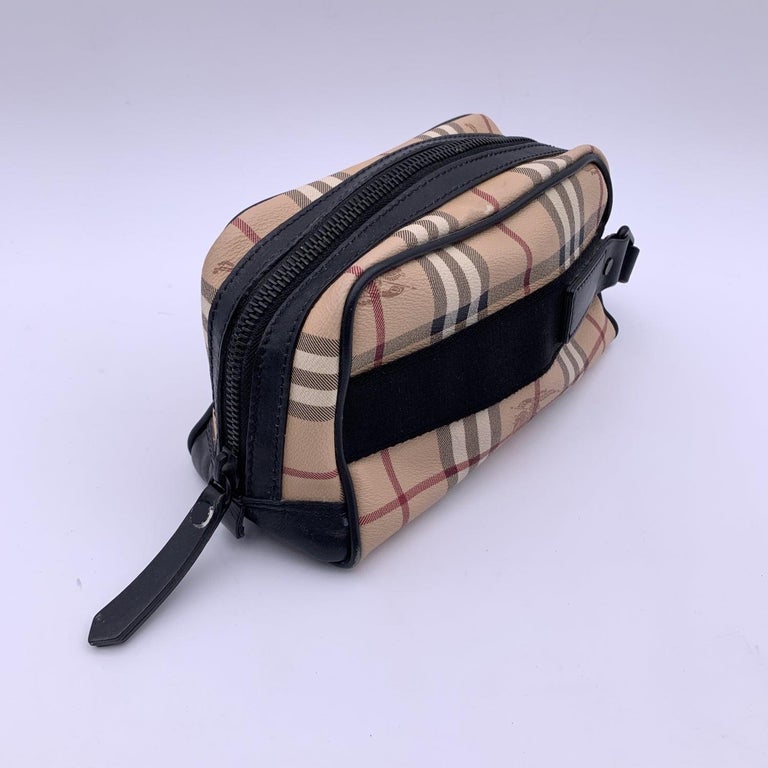 Burberry Beige Nova Check Canvas Cosmetic Handbag Wash Bag