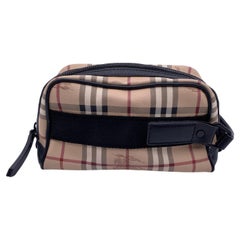Burberry Beige Nova Check Canvas Cosmetic Wash Bag Handbag