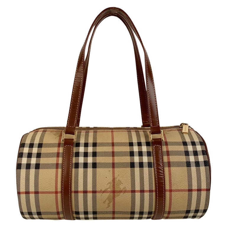 Authenticated Used BagBURBERRY Burberry Nova Check Plaid Handbag Tote Bag  Canvas Leather Beige Dark Brown 