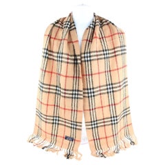 Vintage Burberry Beige Nova Check Classic Scarf 18bur1224