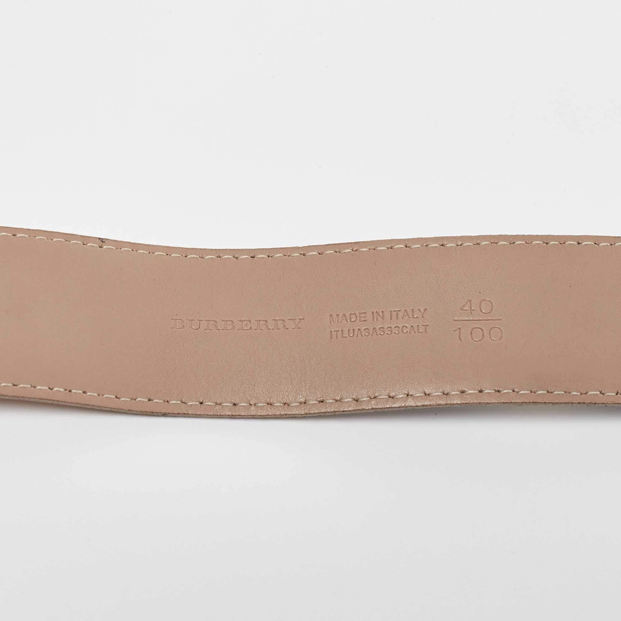 Donna Cintura con placca logo in tela Coates di Burberry Beige Nova Check 100CM in vendita