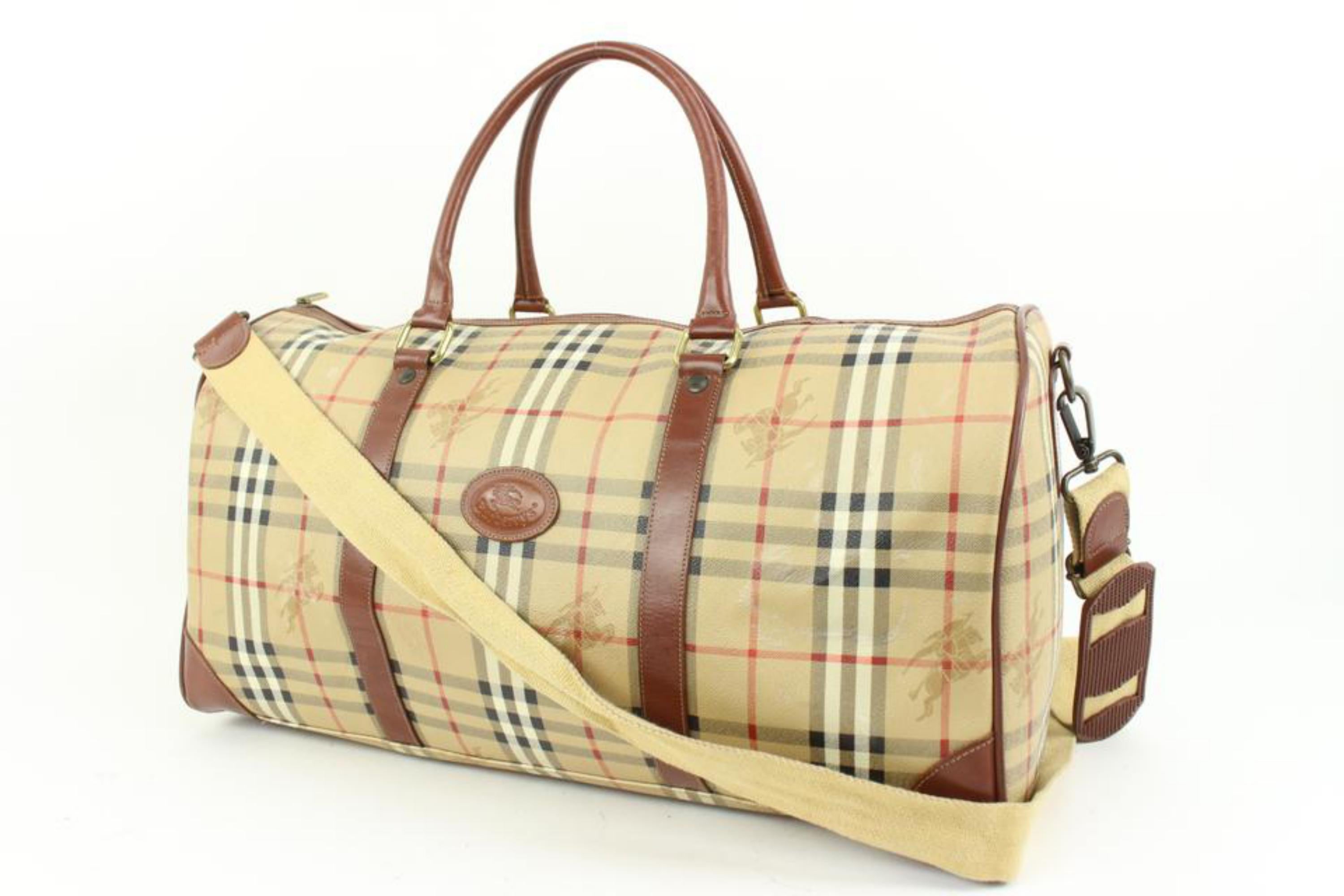 Burberry Beige Nova Check Duffle Bag with Strap Boston Upcycle ready 65b421s
Made In: Italy
Measurements: Length:  20