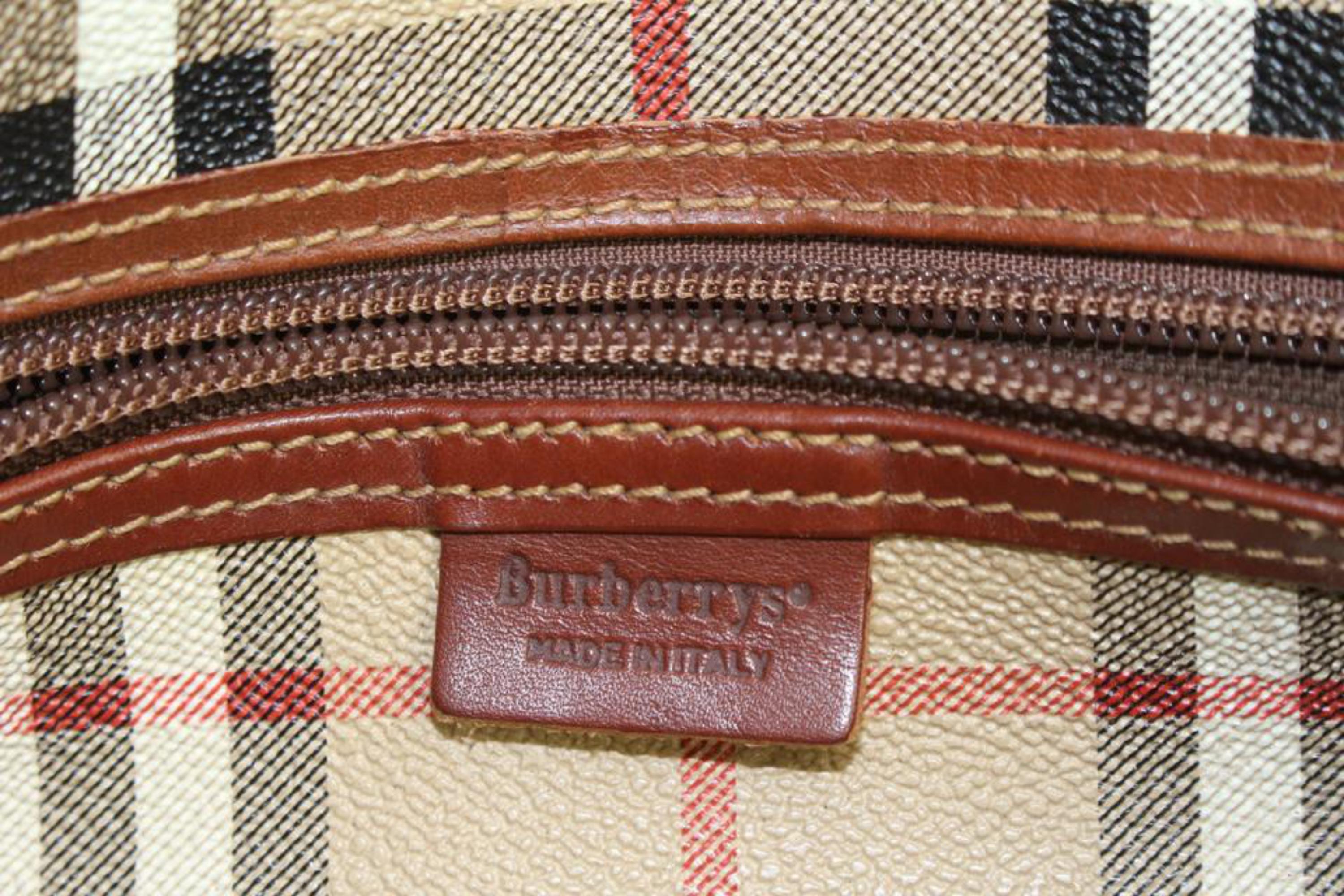 Burberry Beige Nova Check Duffle Bag with Strap Boston Upcycle ready 65b421s In Good Condition For Sale In Dix hills, NY