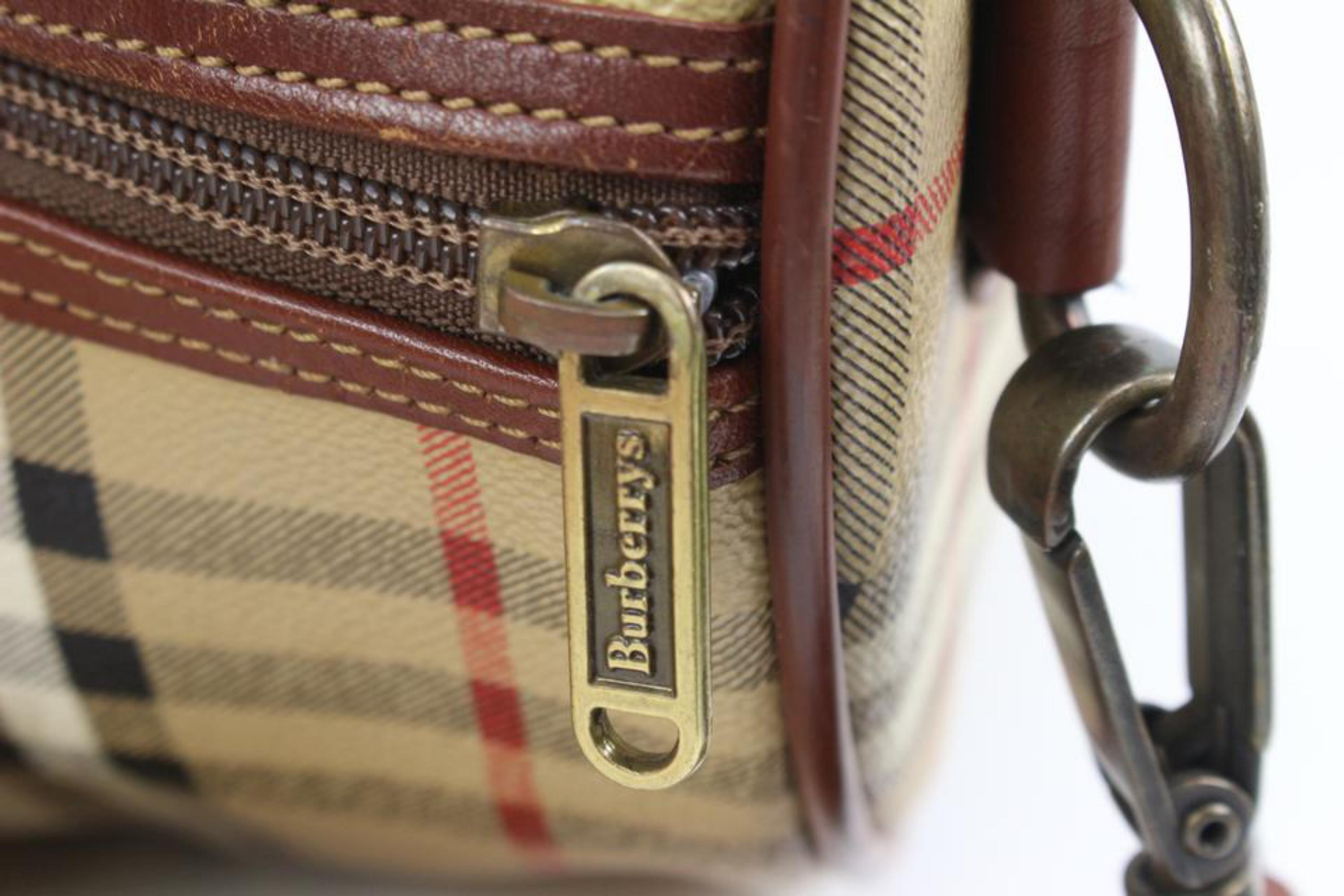 Burberry Beige Nova Check Duffle Bag with Strap Boston Upcycle ready 65b421s For Sale 2