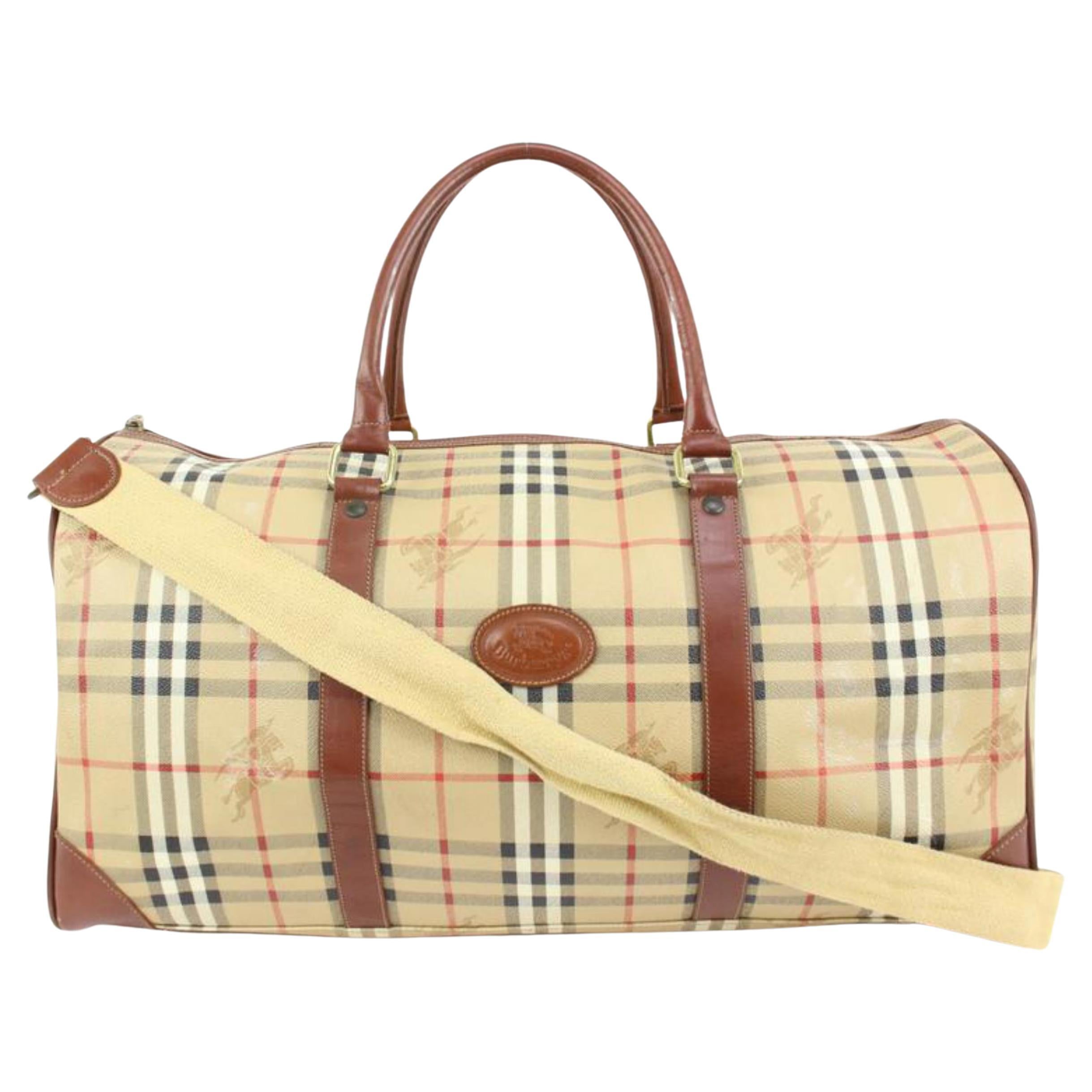 Burberry Beige Nova Check Duffle Bag with Strap Boston Upcycle ready 65b421s