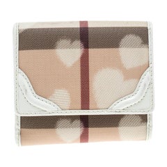 Burberry Beige Nova Check PVC Heart Compact Wallet