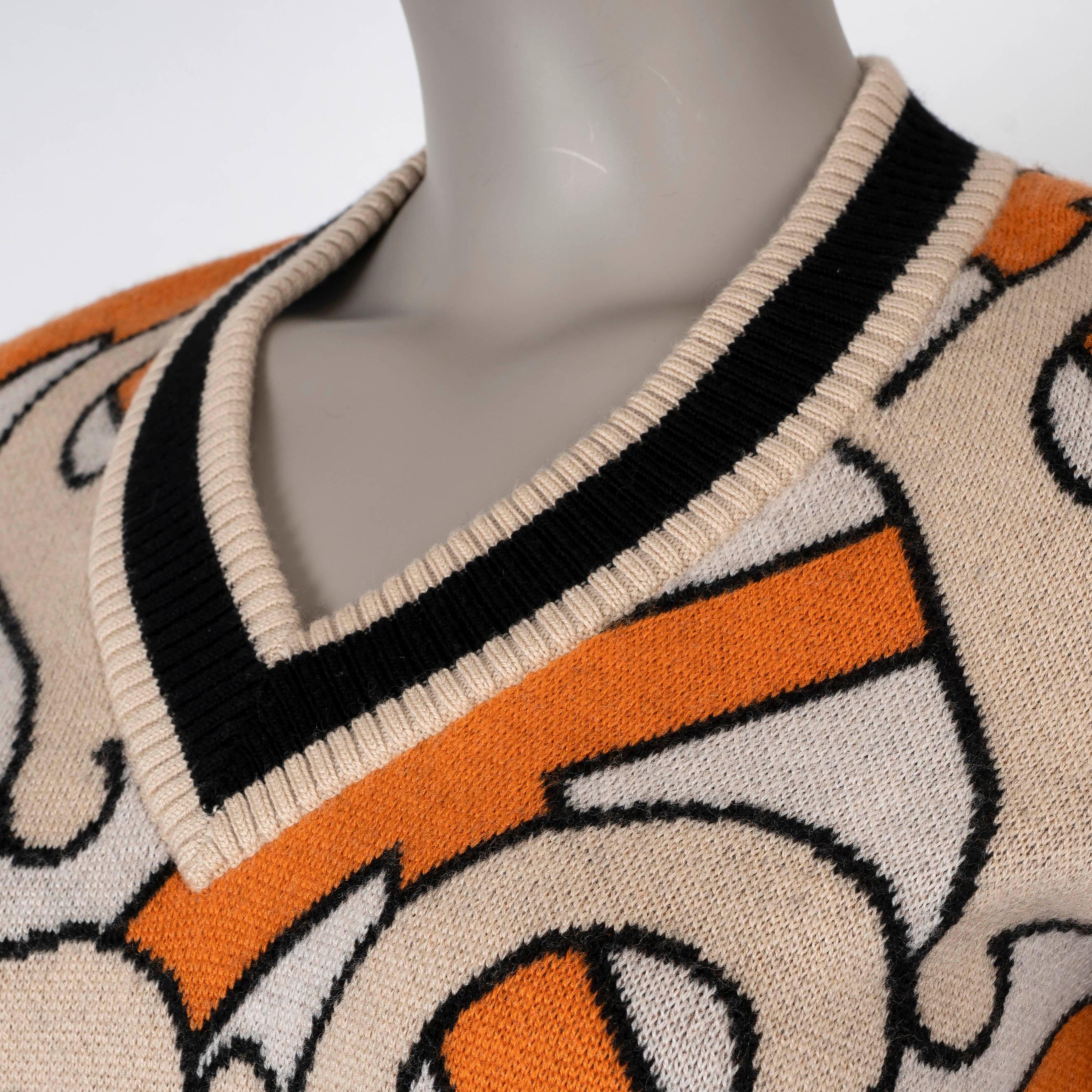 Pull BURBERRY beige et orange 2022 TB MONOGRAM INtarSIA CRICKET SP Pour femmes en vente