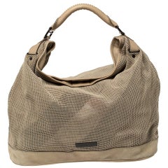 Burberry Beige Perforated Suede and Leather Oversized Hobo