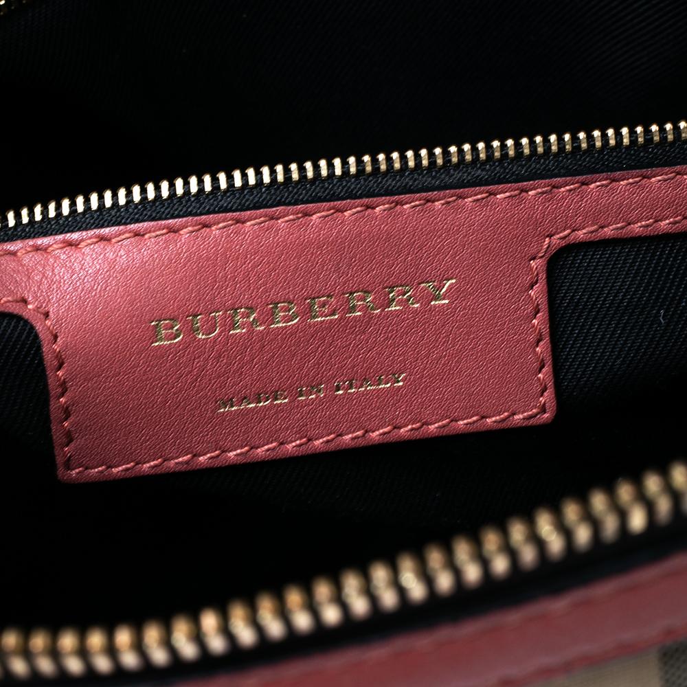 Burberry Beige/Pink Haymarket Check Canvas and Leather Small Orchard Bowler Bag 2