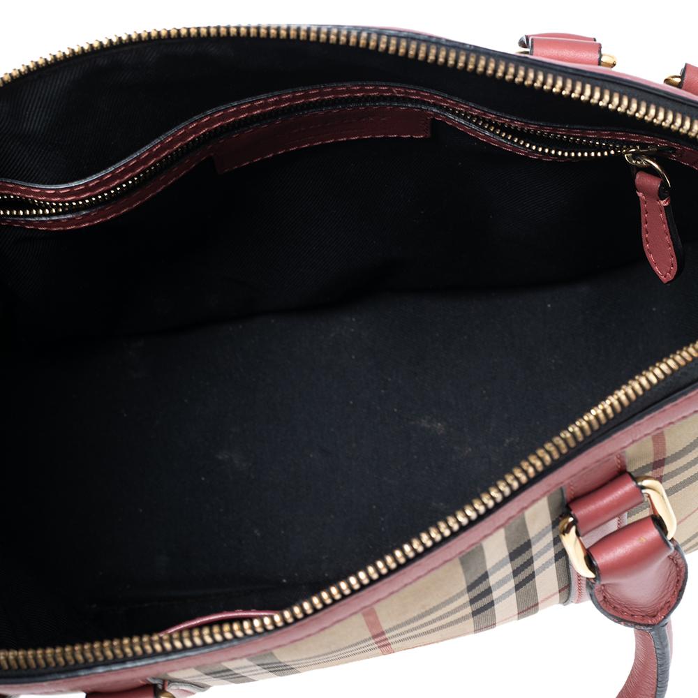 Burberry Beige/Pink Haymarket Check Canvas and Leather Small Orchard Bowler Bag 3
