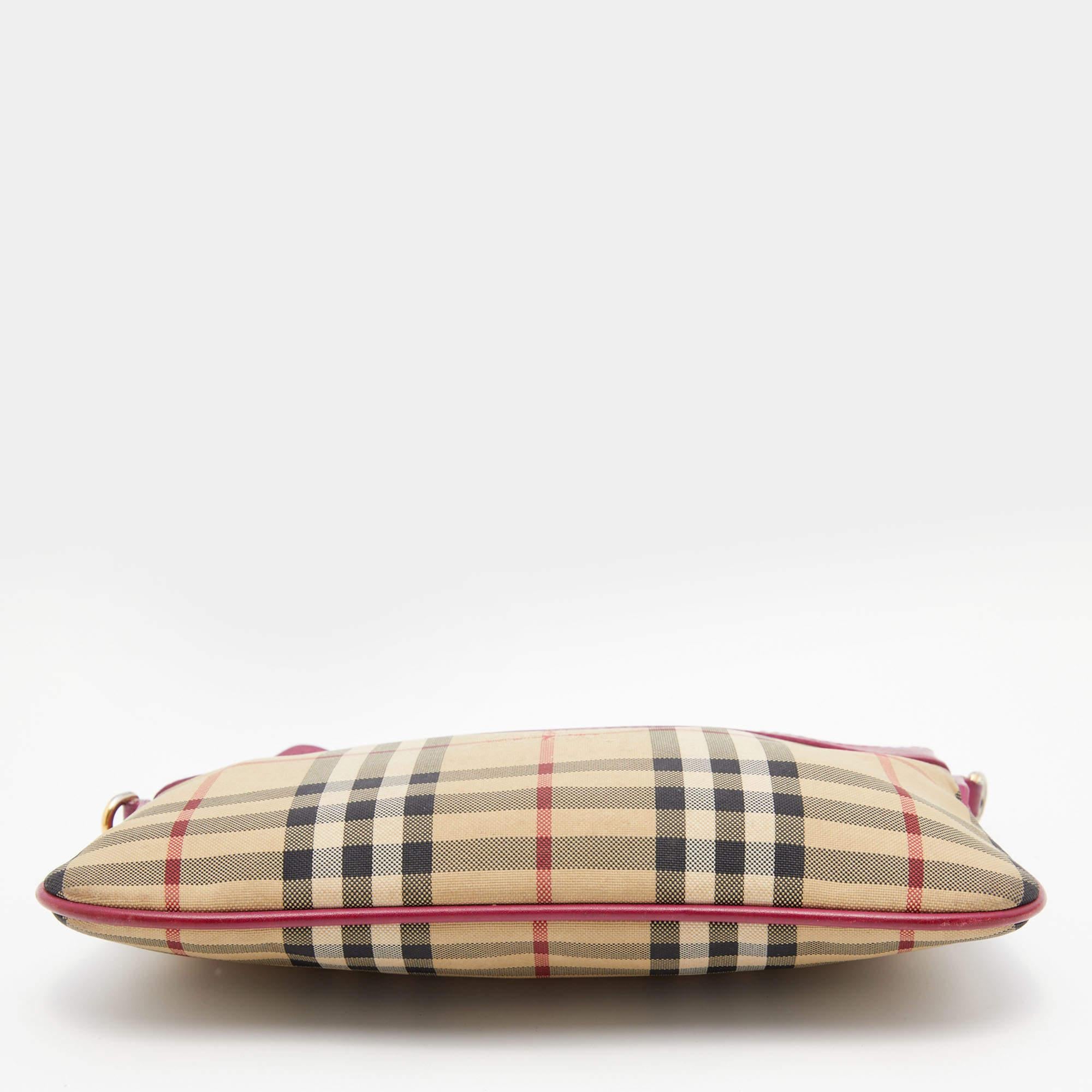 Burberry Beige/Pink Horseferry Check Canvas and Leather Peyton Crossbody Bag 1