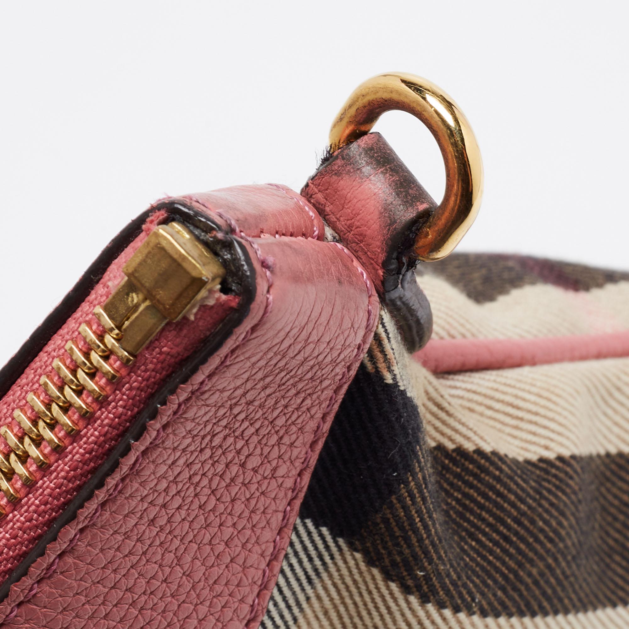 Burberry Beige/Pink House Check Canvas Crossbody Bag 4