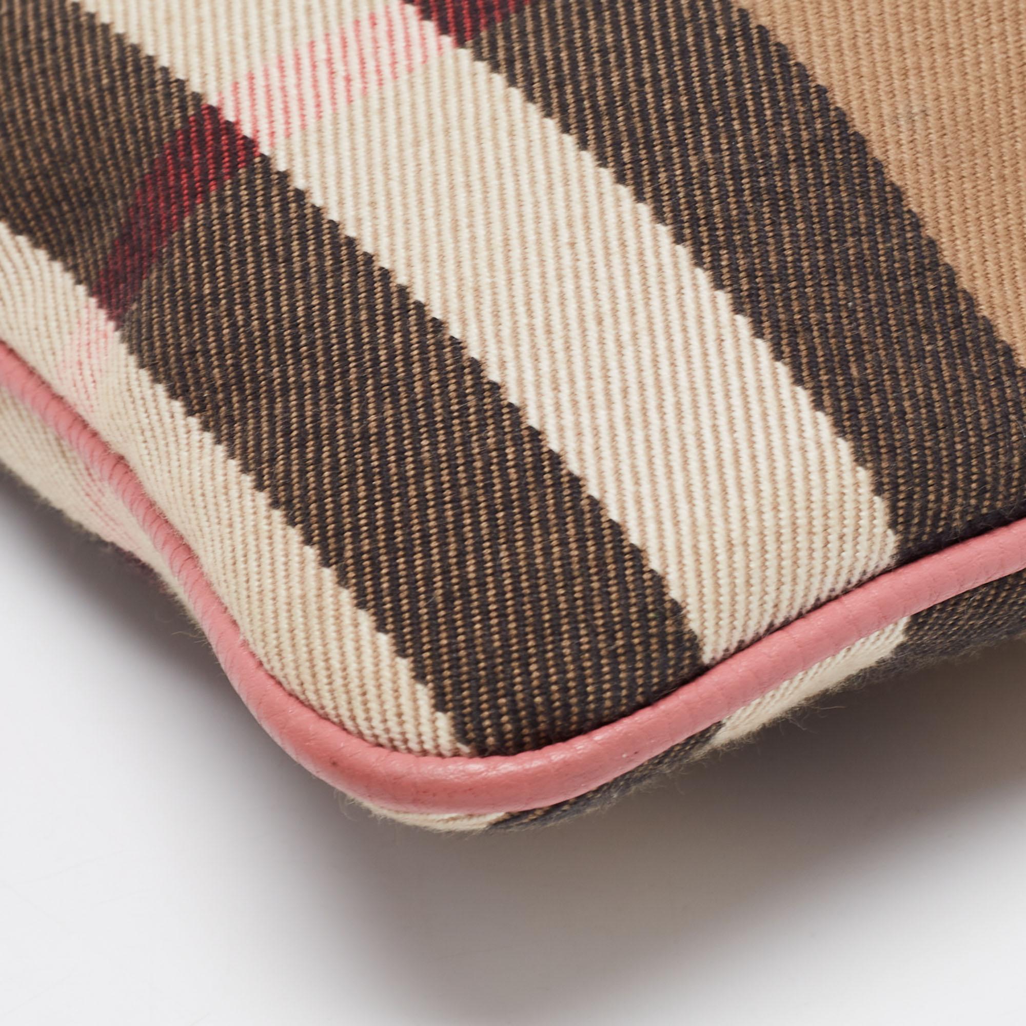 Women's Burberry Beige/Pink House Check Canvas Crossbody Bag