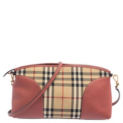 Burberry Beige/Pink Leather Horseferry Check Canvas Chichester Shoulder Bag