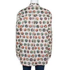 Burberry Beige Printed Cotton Ruffle Detail Alexa Shirt M