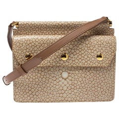 Burberry Beige Printed Leather Baby Title Pocket Crossbody Bag