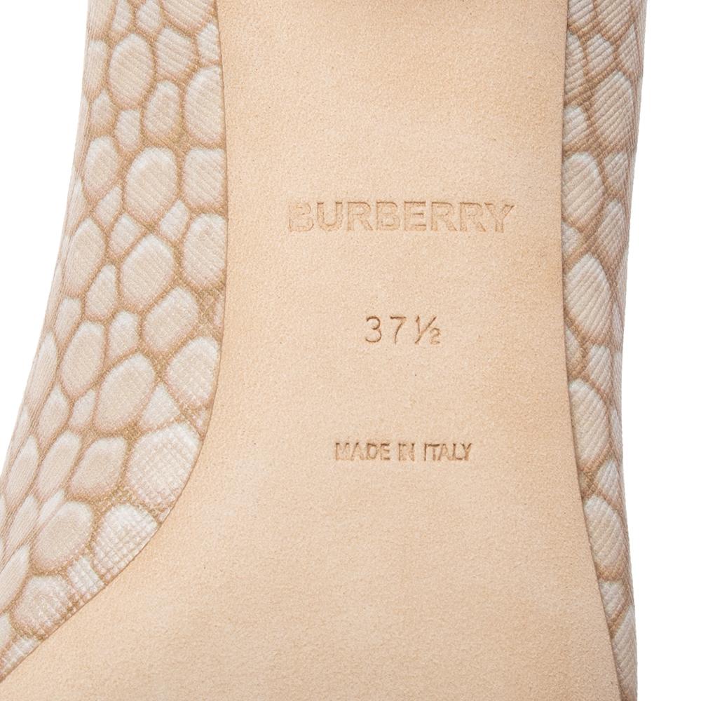Burberry Beige Printed Leather Kitten Heel 35 Ankle Strap Pumps Size 37.5 2
