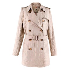 Burberry Beige Quilted Double-Breasted Belted Coat - Size US 8